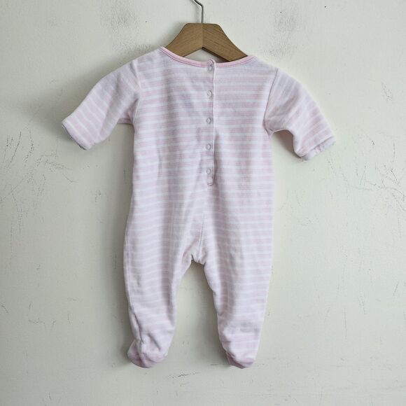 Vintage 1998 Gymboree Baby Girl Footed Sleeper Pink Striped Cotton Blend 3–6M - Picture 3 of 6